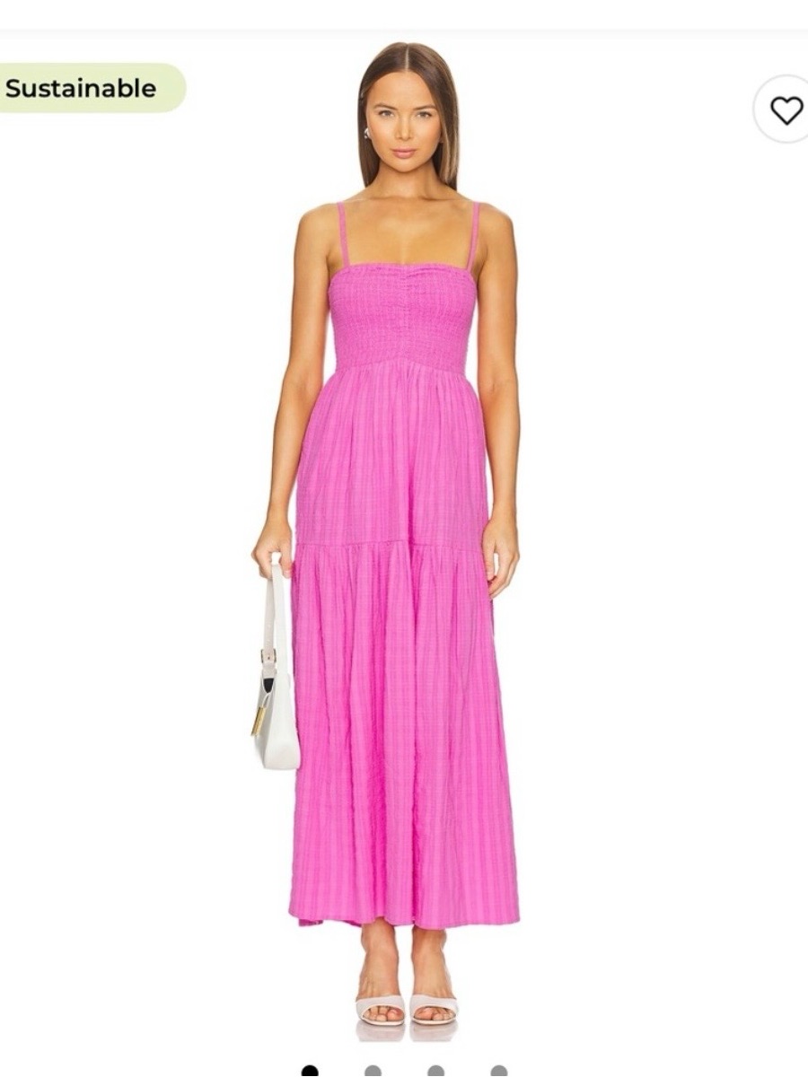 L*Space Hot Pink Smocked Tiered Maxi Dress